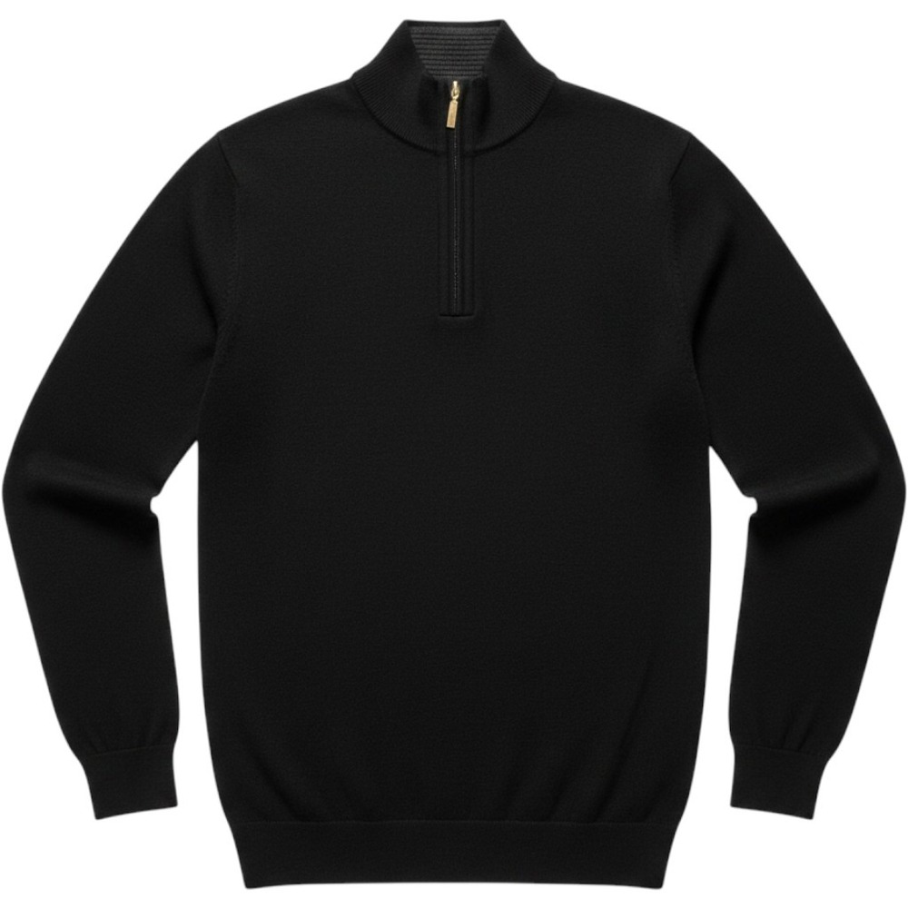 Club Room Quarter Zip Sweater Mock Neck Pullover Black Medium Mens